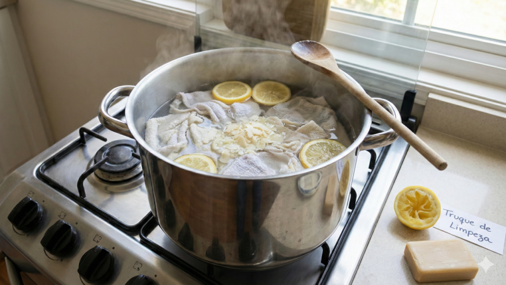 Esse método caseiro recupera pano de prato encardido