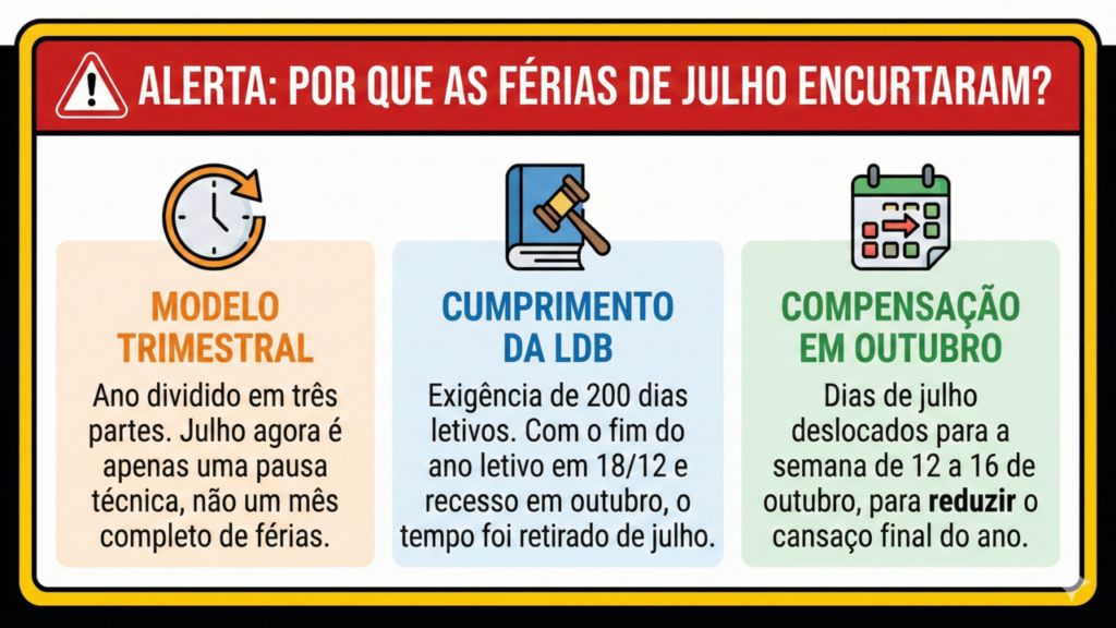 Calendário escolar de 2026 muda férias e mexe na rotina das famílias