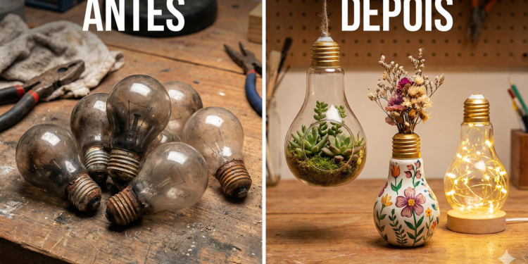 Lâmpada queimada vira peça criativa na decoração