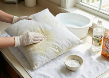 A forma mais eficaz de clarear travesseiros amarelados