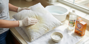 A forma mais eficaz de clarear travesseiros amarelados