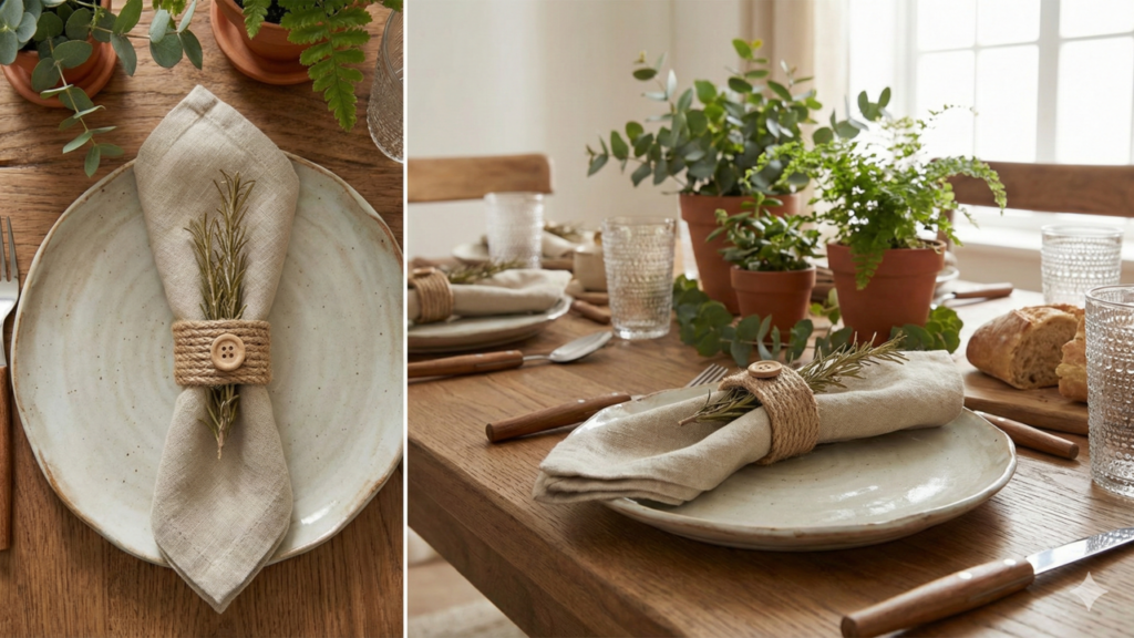 Rolo de papel vira porta-guardanapos rústico e charmoso