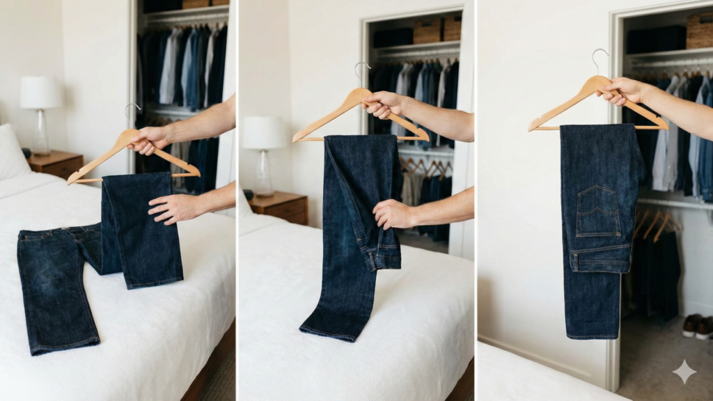O jeito mais prático de pendurar calças sem cair do cabide