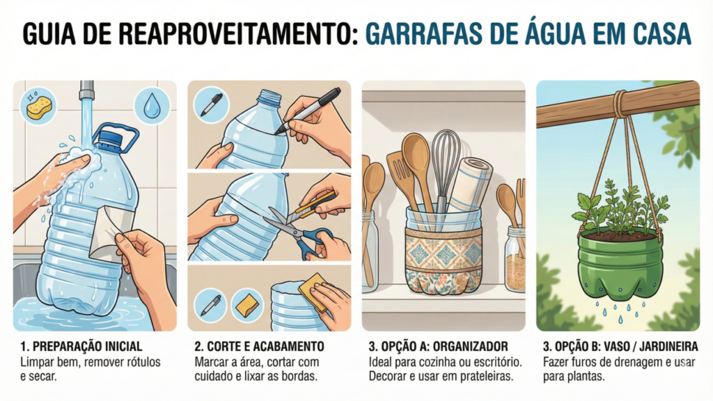 Garrafas vazias estão ganhando novas funções dentro de casa