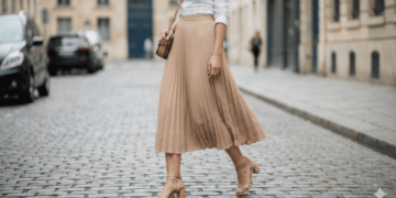 Saia midi plissada com sandálias finas: truques para deixar o look leve, elegante e alongado