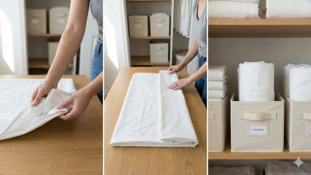 Com a técnica inspirada no método KonMari, até o lençol rebelde fica em ordem - (Imagem gerada por inteligência artificial-ChatGPT)