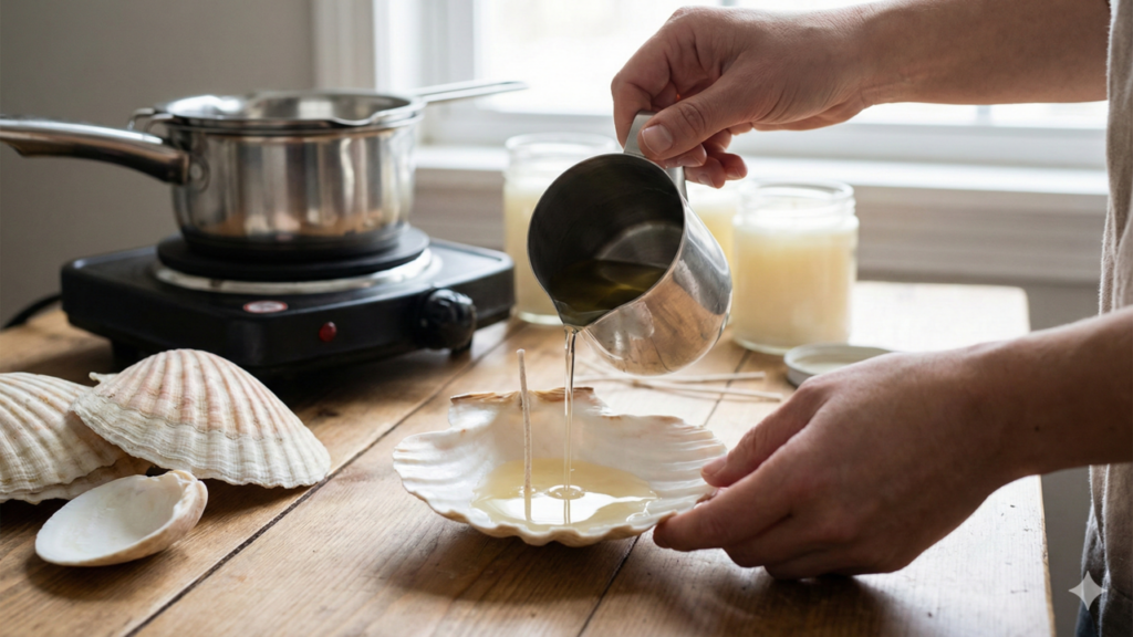 Conchas esquecidas viram velas cheias de significado