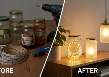 Potes de vidro viram luminárias modernas com LED gastando pouco