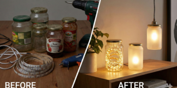 Potes de vidro viram luminárias modernas com LED gastando pouco