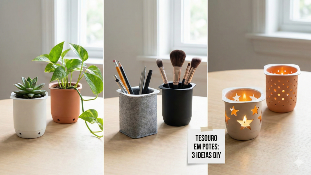 Potes de iogurte podem virar vasos, organizadores e peças decorativas