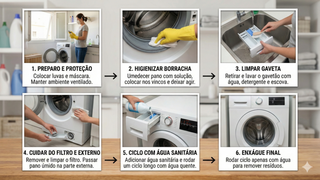 Água sanitária vira aliada poderosa na limpeza da máquina de lavar
