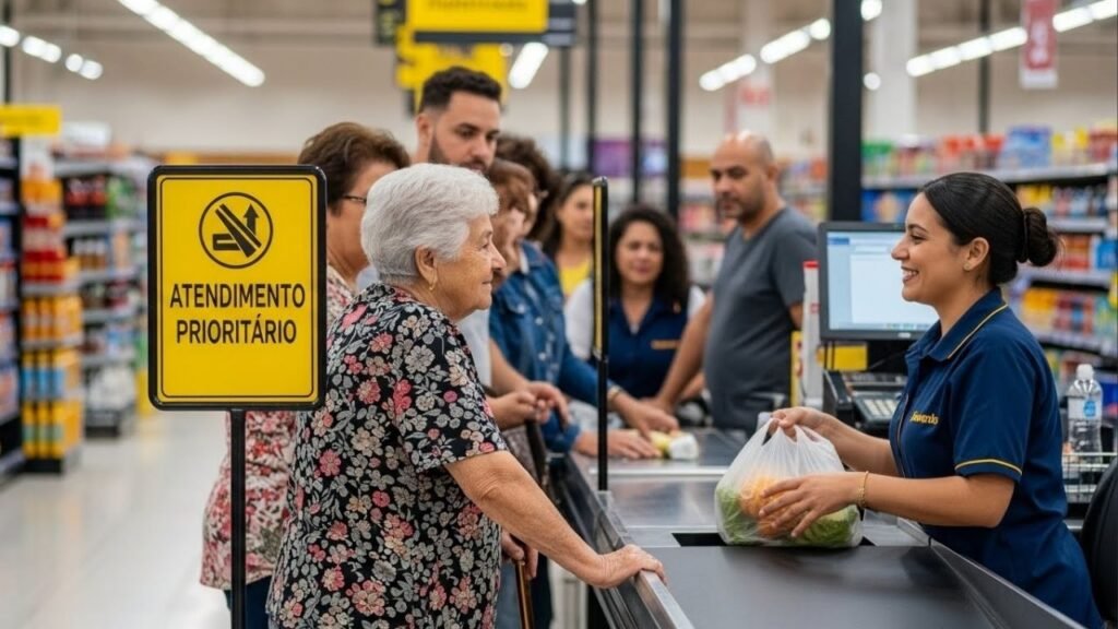 Lei do atendimento prioritário vale em todo o Brasil e abrange filas, assentos e guichês de todos os tipos de serviço