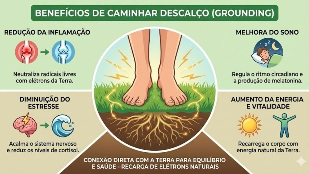 A diferença no corpo ao caminhar descalça por minutos em casa