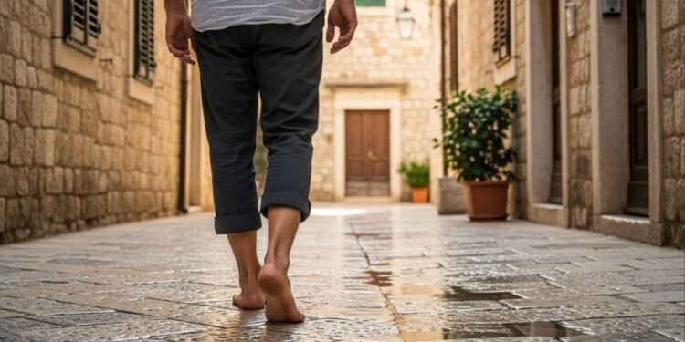A diferença no corpo ao caminhar descalça por minutos em casa
