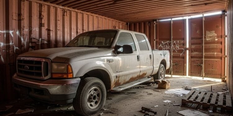 Ford F-250 fica 20 anos trancada em contêiner e surpreende colecionadores ao reaparecer quase intacta após duas décadas parada