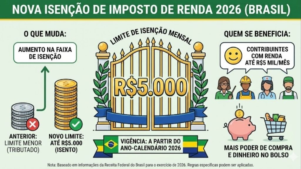 Isenção histórica do Imposto de Renda entra em vigor, quem ganha até R$ 5.000 não paga mais nada e economia pode ultrapassar R$ 4 mil por ano