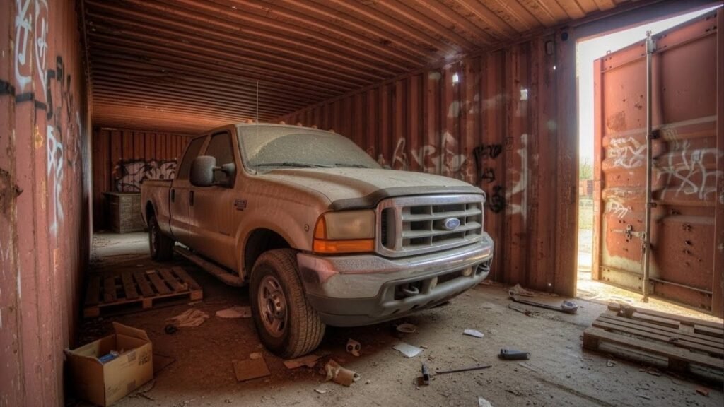Ford F-250 fica 20 anos trancada em contêiner e surpreende colecionadores ao reaparecer quase intacta após duas décadas parada