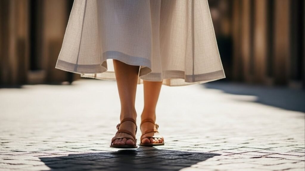 A elegância dos pés descalços: a rasteira minimalista conquista o verão com conforto e leveza