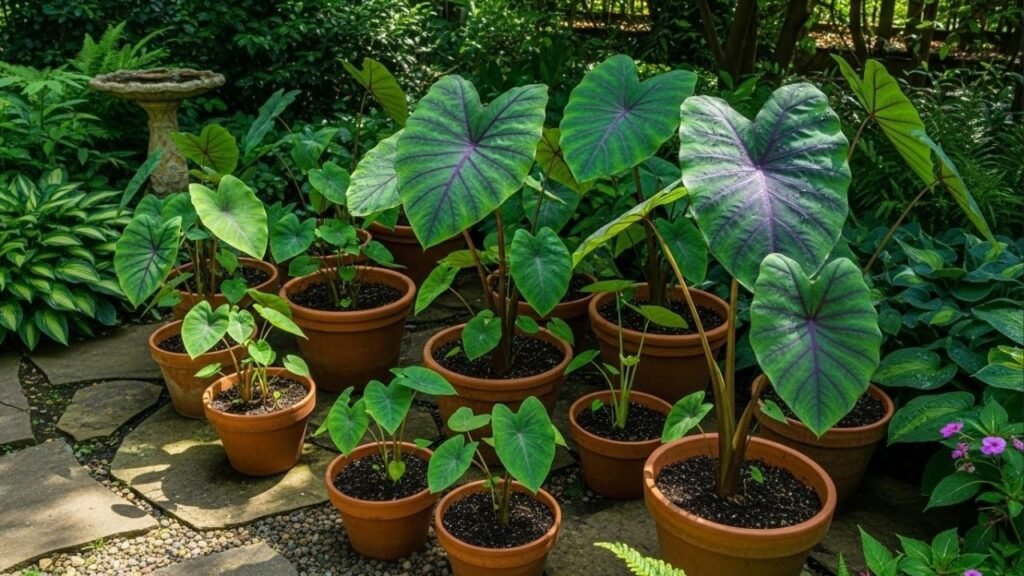 Como plantar taioba em vaso no verão, escolher a variedade comestível e colher folhas frescas com segurança o ano inteiro