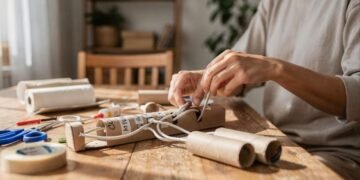 Essa ideia com rolos de papelão organiza cabos melhor que muitos produtos caros e ainda protege os conectores sensíveis