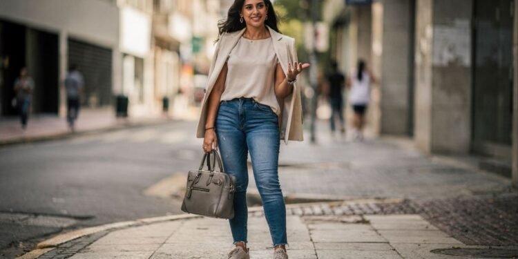 Seu look com jeans e tênis parece amador? Talvez esteja faltando o acessório que sinaliza intenção estética e muda tudo no ato