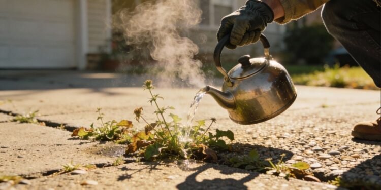 Você ainda usa veneno para matar mato no quintal? Água fervente resolve isso em segundos e sem risco para pets ou plantas próximas