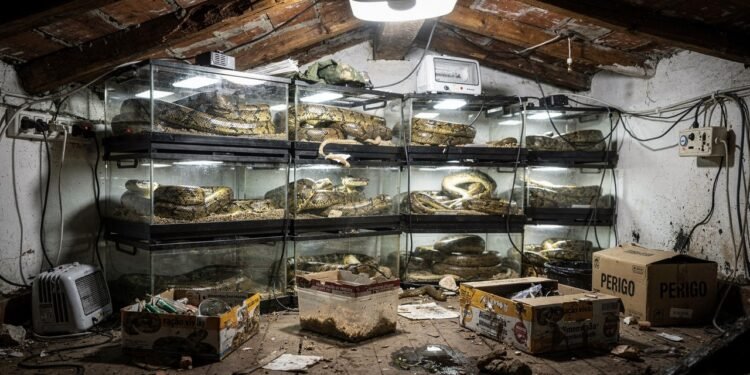 Morador de habitação social é despejado após manter 60 pítons no sótão e Justiça classifica caso como risco grave à vizinhança