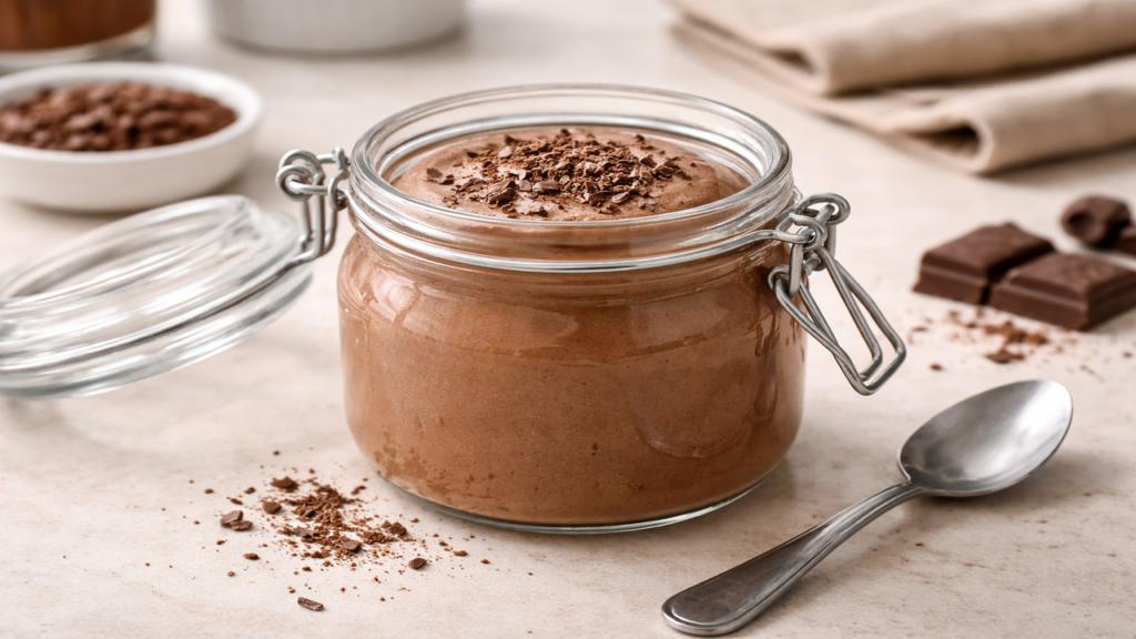 Sobremesa de chocolate em 1 minuto pronta no frasco