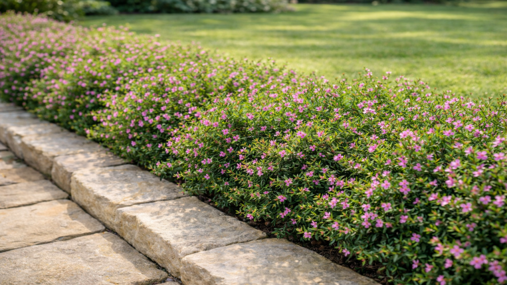 A Falsa Érica rosa é um arbusto ornamental de pequeno porte