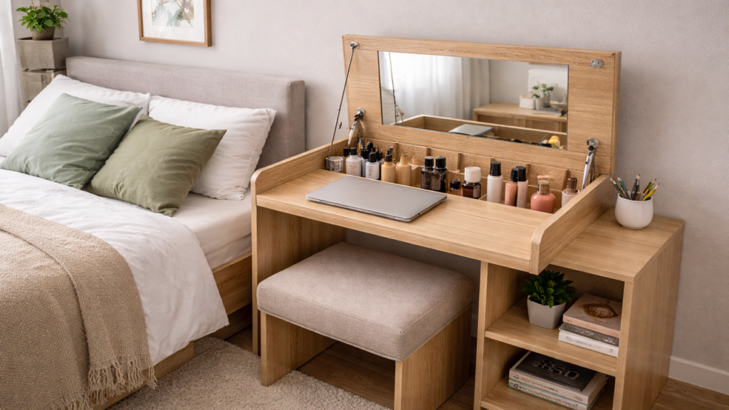 Mais organização no quarto com uma única mesa