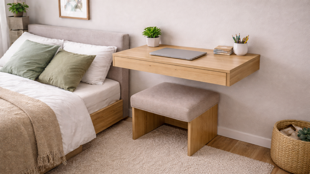 Mais organização no quarto com uma única mesa