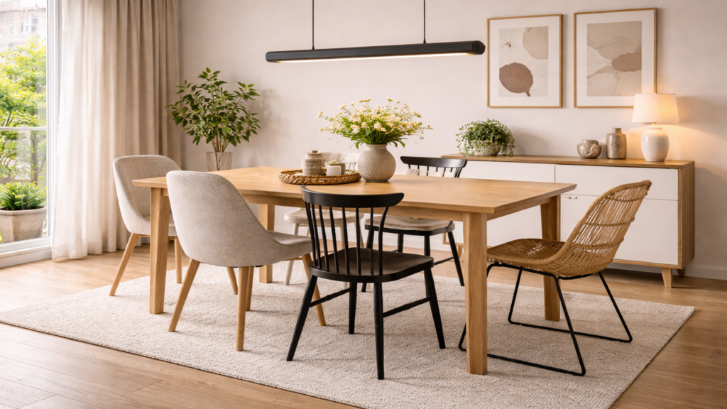 Cadeiras diferentes são a maior tendência da sala