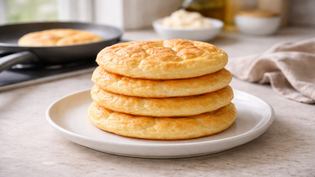 Receita prática de pão nuvem na frigideira