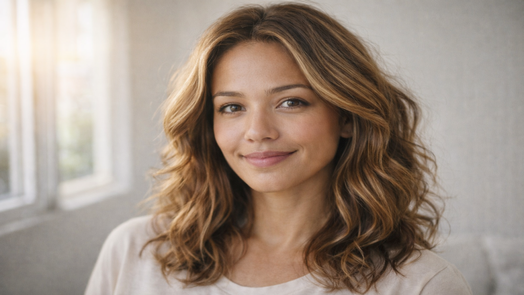 Cabelo iluminado saudável e com brilho natural