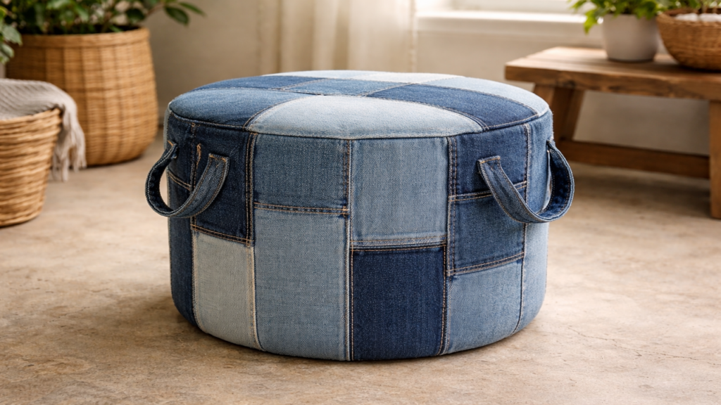 Faça você mesmo cria poltrona com garrafas e jeans