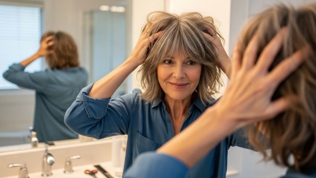 Adeus cabelo reto após os 50 anos! O corte shaggy moderno devolve volume aos fios ralos
