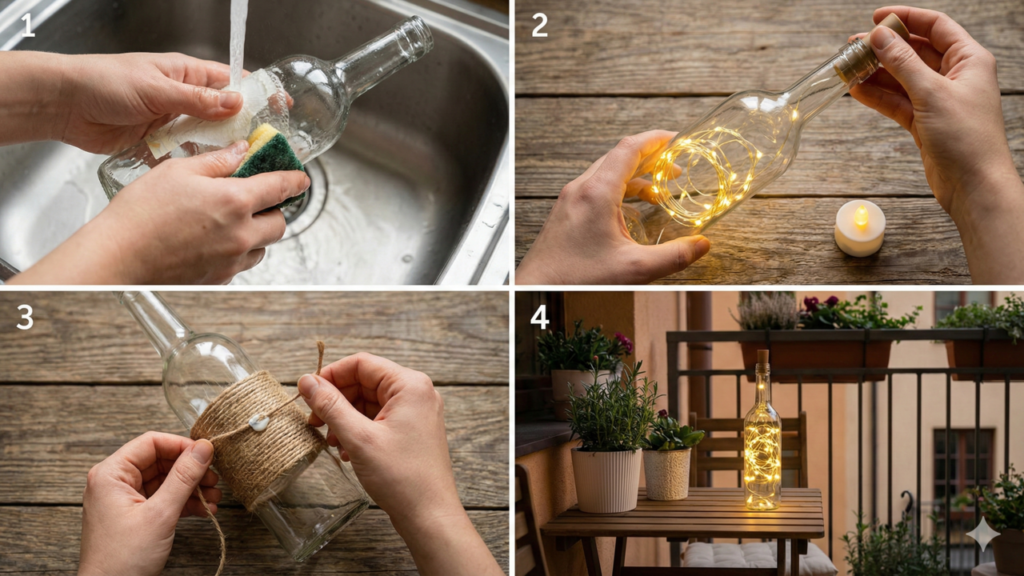 Luminária artesanal com garrafa de azeite é tendência sustentável