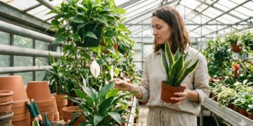 O lírio-da-paz é uma planta de folhas verdes bem escuras e brilhantes