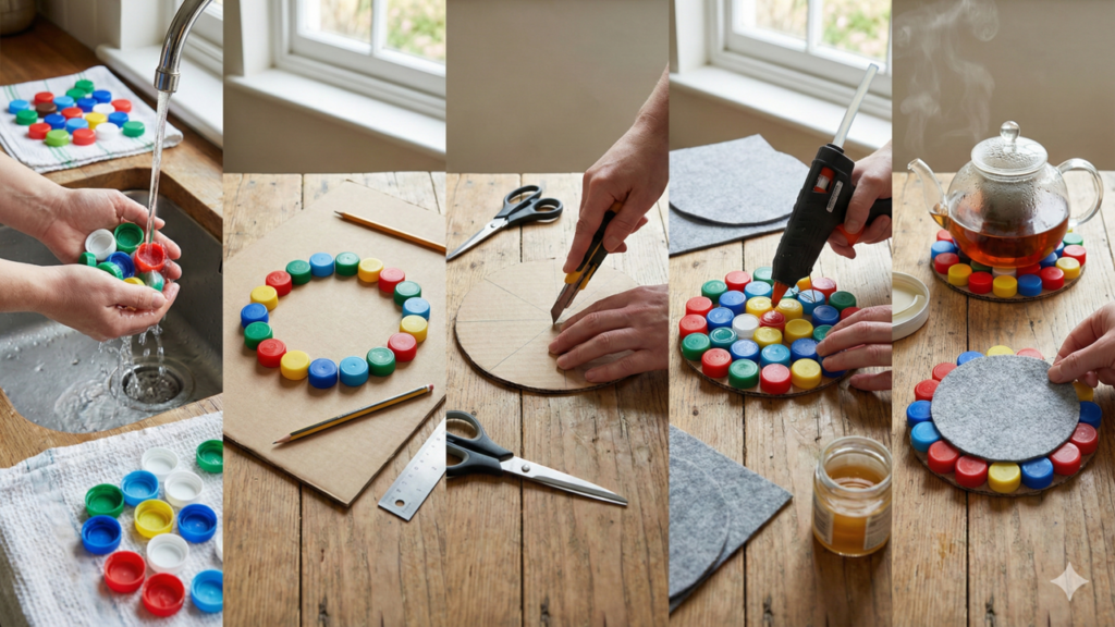 Tampas de leite viram apoio térmico resistente