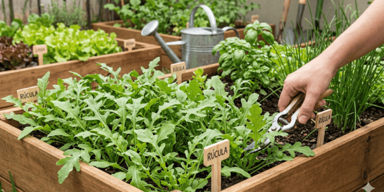 A rúcula tem crescimento rápido e ciclo curto, o que significa que você colhe em pouco tempo depois do plantio