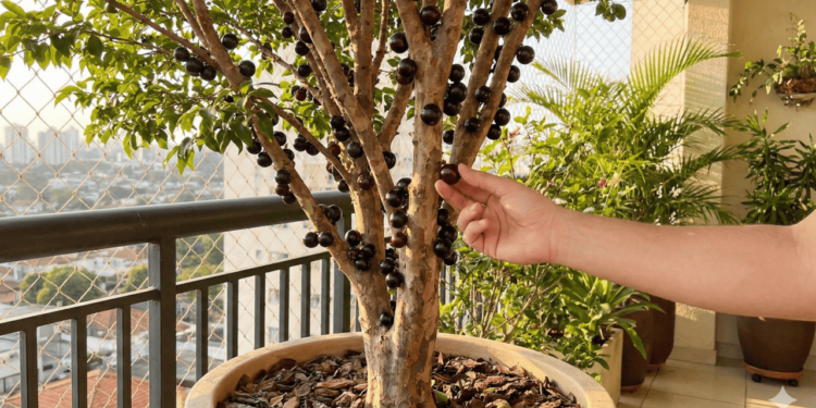 O vaso de 50 litros oferece um volume de substrato que ajuda a manter a umidade mais estável