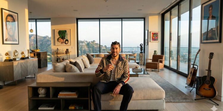 Bad Bunny em uma mansão - (Imagem gerada por inteligência artificial-Gemini)