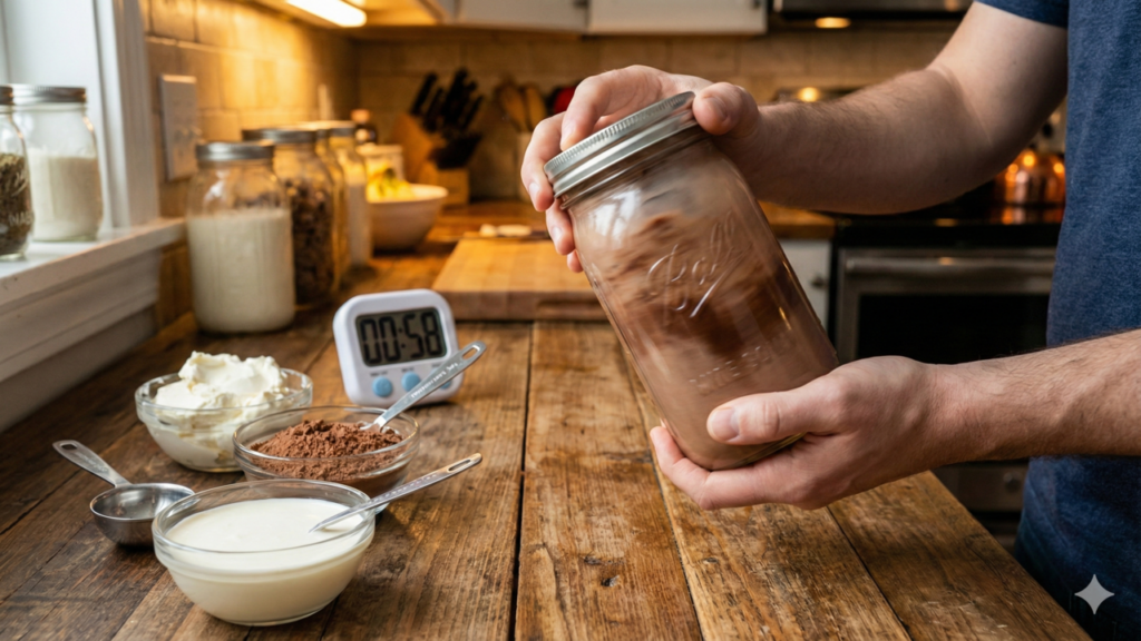Sobremesa de chocolate em 1 minuto pronta no frasco