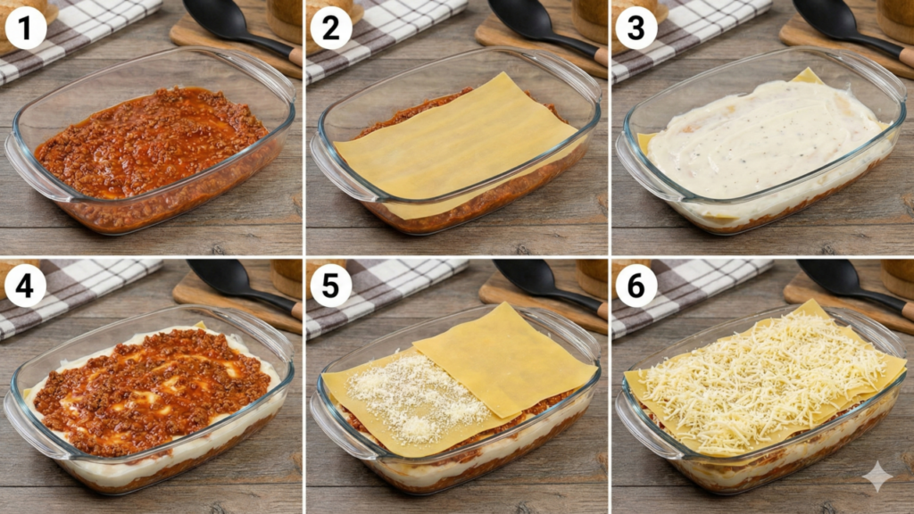 A ordem certa das camadas deixa a lasanha perfeita