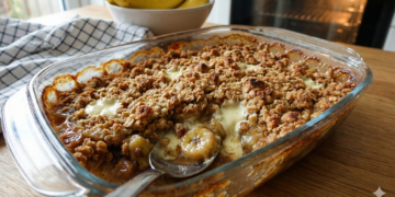 Banana madura e chocolate branco viram uma sobremesa crocante e cremosa