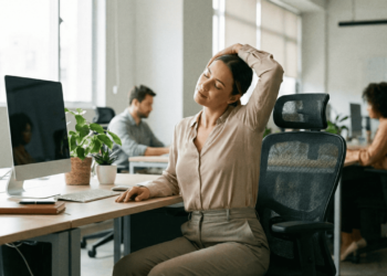 Pescoço duro e lombar pesada? Saiba como os alongamentos simples em casa salvam sua rotina no computador