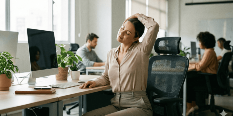 A tensão muscular é uma resposta comum do corpo à má postura, muitas horas sentado