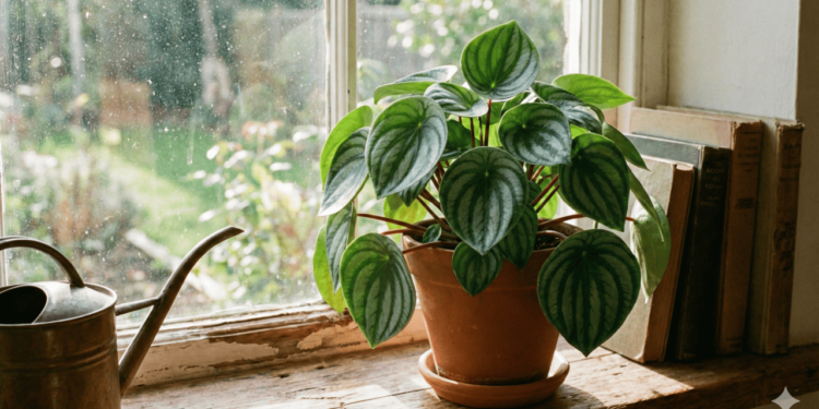 A peperômia-melancia, de nome científico Peperomia argyreia, é uma planta de porte baixo, com folhas arredondadas
