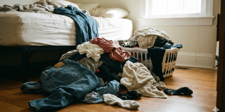 Na psicologia, o hábito de deixar roupa jogada no chão é frequentemente relacionado à procrastinação cotidiana