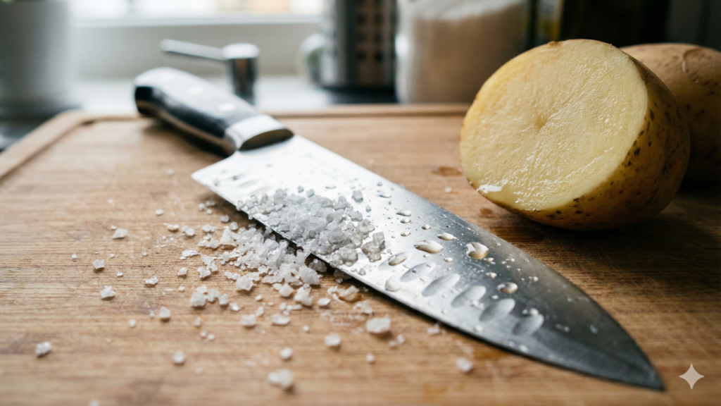 Vinagre na faca funciona ou estraga a lâmina
